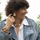 Złota sztywna bransoletka z kulkami w kolorze sieny. BRAZYLIJSKIE TRUFLE