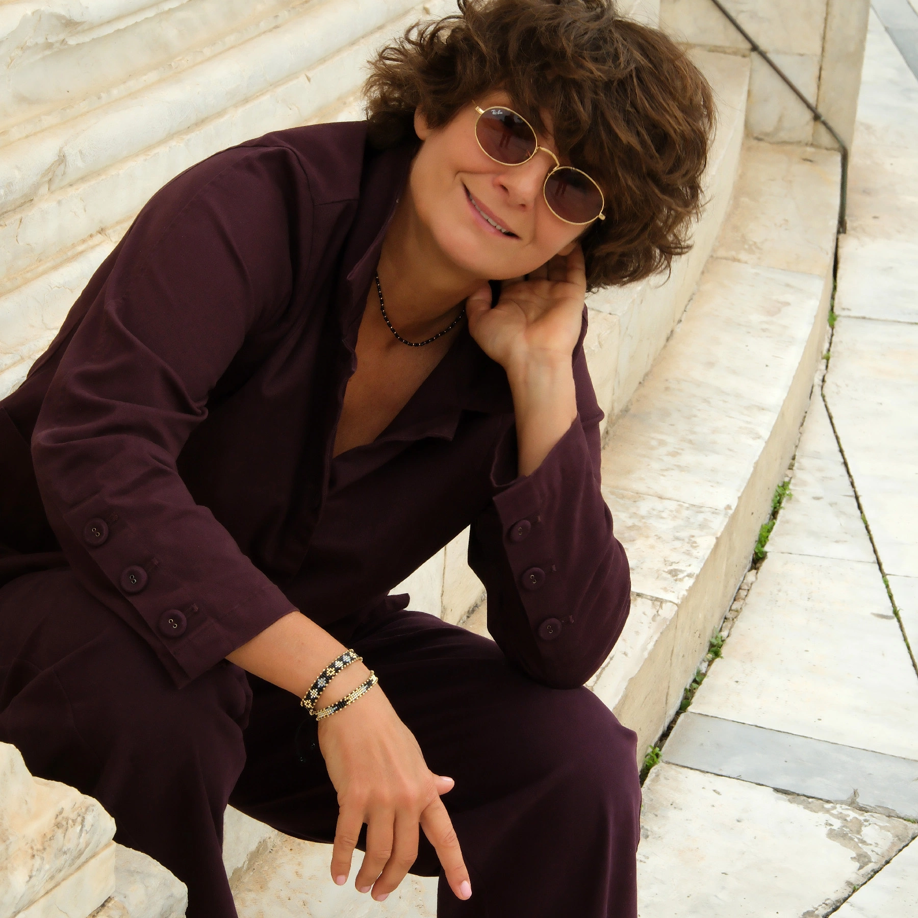 Wąska bransoletka z paciorków Miyuki z rombami. BUENOS NOCHES