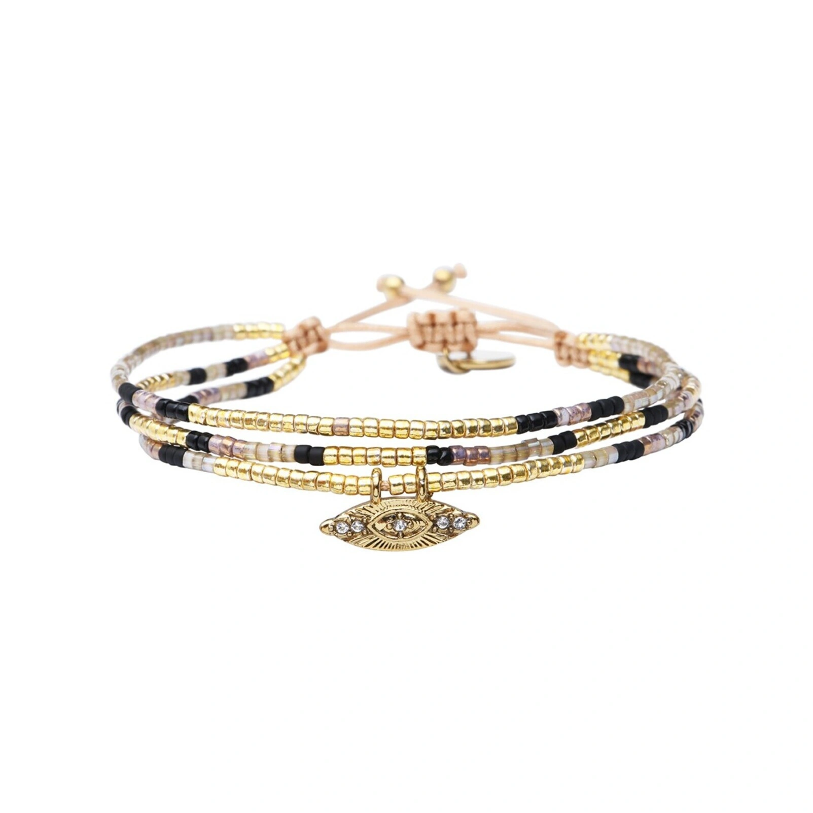 Bransoletka z paciorków Miyuki, z ozdobną zawieszką. PARYSKA DAMA