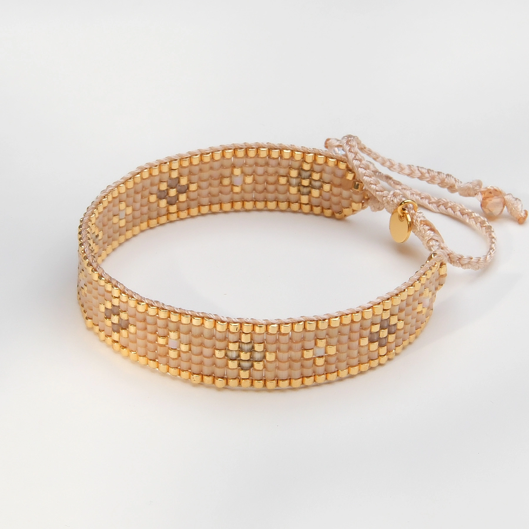 Bransoletka z opalenizowanych paciorków Miyuki z rombami. PIASKI TABERNAS