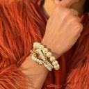 Podwójna bransoletka ze złotym łańcuchem i perłami. ZAWSZE BLISKO