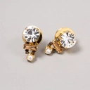 Złocone kolczyki z perełką, kryształem i koralikami. DISCO VIBES