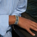 Wąska bransoletka tkana z paciorków Miyuki z dekorami. LATO W MENTON