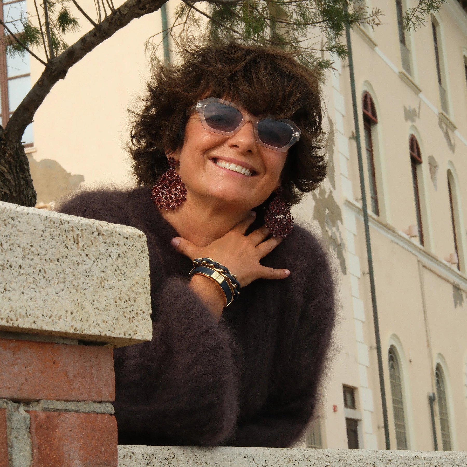 Złocona bransoletka łańcuch z granatowym rzemykiem. ELEMENTO MARINO