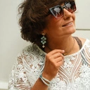 Pozłacane kolczyki wiszące z kryształami w formie rombów. ZACHÓD W PORCIE JAFFA