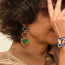 Pozłacana bransoletka z ogniw emaliowanych na granat. MILANO NOCĄ