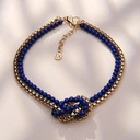 Naszyjnik z kobaltowych koralików i łańcuszka. KOBALT W SŁOŃCU