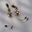 Złocone kolczyki z czarnymi i szarymi kryształami. CZARNA LALECZKA