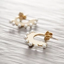 Delikatne pozłacane kolczyki półksiężyce z perełkami. UPALNE NOCE