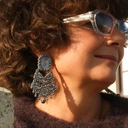 Złocone kolczyki z błękinym matowym kryształem. WENECKA MGIEŁKA