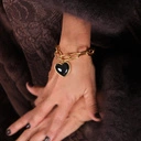 Bransoletka łańcuch z zawieszką czarnym sercem. BO KOCHAM SIEBIE