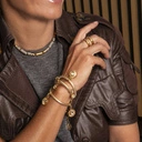 Podwójna pozłacana obrączka z kryształkami. PASSO DOBLE