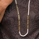 Naszyjnik ze szklanych pereł Majorka i łańcucha. PEŁNA ZGODA