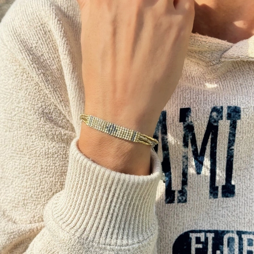 Czterorzędowa bransoletka tkana z paciorków Miyuki. GOLDEN MILE