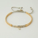 Dwurzędowa bransoletka z paciorków Miyuki z cyrkonią. SŁODKI MIÓD