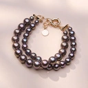 Potrójna bransoletka ze srebrnych szklanych pereł Majorka. KSIĘŻYCOWY PYŁ