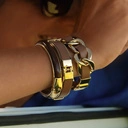 Pozłacana pancerka z paskiem z brązowej ekoskóry. PLAŻA IPANEMA