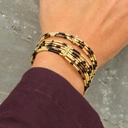 Sześciorzędowa bransoletka z paciorków Miyuki z cyrkoniami. CLARA