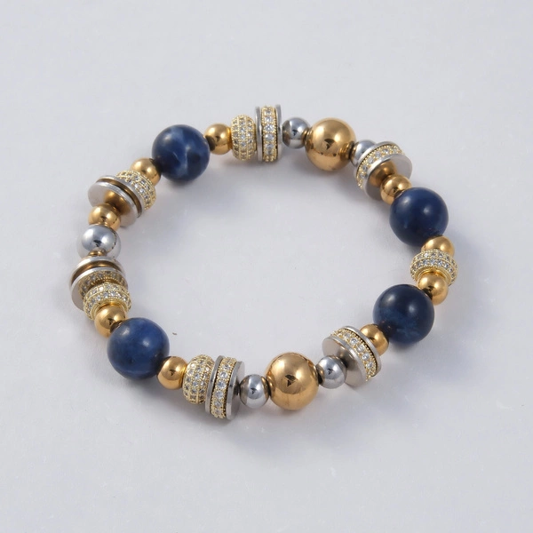 Bransoletka z kobaltowymi sodalitami i cyrkoniami. CAFE DE FLORE