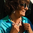 Krótki pozłacany naszyjnik z emaliowanymi rozgwiazdami. PODWODNE NIEBO