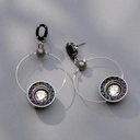 Srebrzone kolczyki koła z kolorowymi kryształkami. ŚWIETLISTY KRĄG