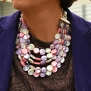 Pięciorzędowy naszyjnik z kolorowych krążków z żywicy. LATO POD PALMAMI