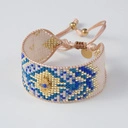 Szeroka bransoletka tkana z paciorków Miyuki z dekorem. FRANCUSKA RIWIERA