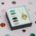 Złocony wisiorek z drzewem i 7 wymiennymi kamieniami. SZCZĘŚLIWA LICZBA