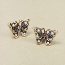 Pozłacane kolczyki motylki z perłami i kryształkami. MOTYLEM JESTEM