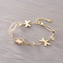 Złota bransoletka z łańcuszka z ważkami i kryształkami. MAŁA SYRENKA