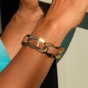 Pozłacana pancerka z paskiem z brązowej ekoskóry. PLAŻA IPANEMA