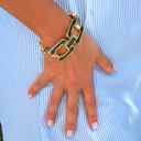 Pozłacana bransoletka z ogniw emaliowanych na zieleń. WIOSENNY BERLIN