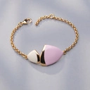 Złocona bransoletka na łańcuszku z różówo-białym dekorem. ADA 