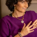 Złocona bransoletka z łańcucha przeplecionego sznurkiem. SZARY JEDWAB