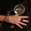 Złocona bransoletka z oczkiem z kryształami na łańcuszku. DRAPACZE CHMUR