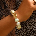 Bransoletka z białych i różowych szklanych pereł. POCZĄTEK DNIA