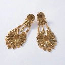 Złocone kolczyki kwiaty z płatkami i kryształkami. KWIAT NOCY