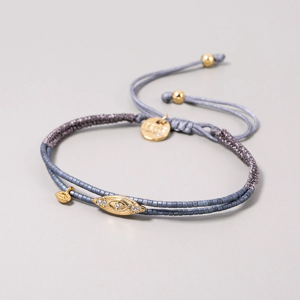 Dwurzędowa bransoletka z paciorków Miyuki z dekorem. NOEMIE