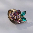 Pierścionek z fioletowych i szmaragdowych kryształów. DRZEWKO FIGOWE