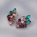 Złocone kolczyki z fioletowych i szmaragdowych kryształów. FIGI NA MIGI