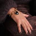 Bransoletka łańcuch z zawieszką czarnym sercem. BO KOCHAM SIEBIE