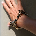 Pozłacana bransoletka z głowami zebr z cyrkoniami. DUŻE ZEBRANIE