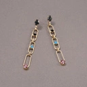 Wiszące kolczyki łańcuchy z wielobarwnymi kryształkami. MOCNE OGNIWA