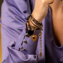 Zawijana skórzana bransoletka z łańcuszkiem i dekorem. CZARNA MADONNA