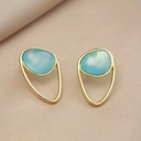 Pozłacane kolczyki z dekorem z błękitnym agatem. AGAT DLA JASNOŚCI