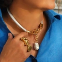 Posrebrzany i pozłacany pierścionek z cyrkoniami. SPIRALA MYŚLI