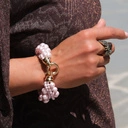 Pięciorzędowa bransoletka ze szklanych pereł w różu. RÓŻOWY OBŁOK