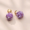 Wiszące kolczyki kule z lawendowymi kwiatkami. LAWENDOWA ŁĄKA