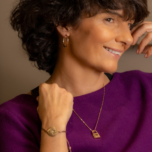 Botswana. Kolczyki koła z zielonymi kryształkami