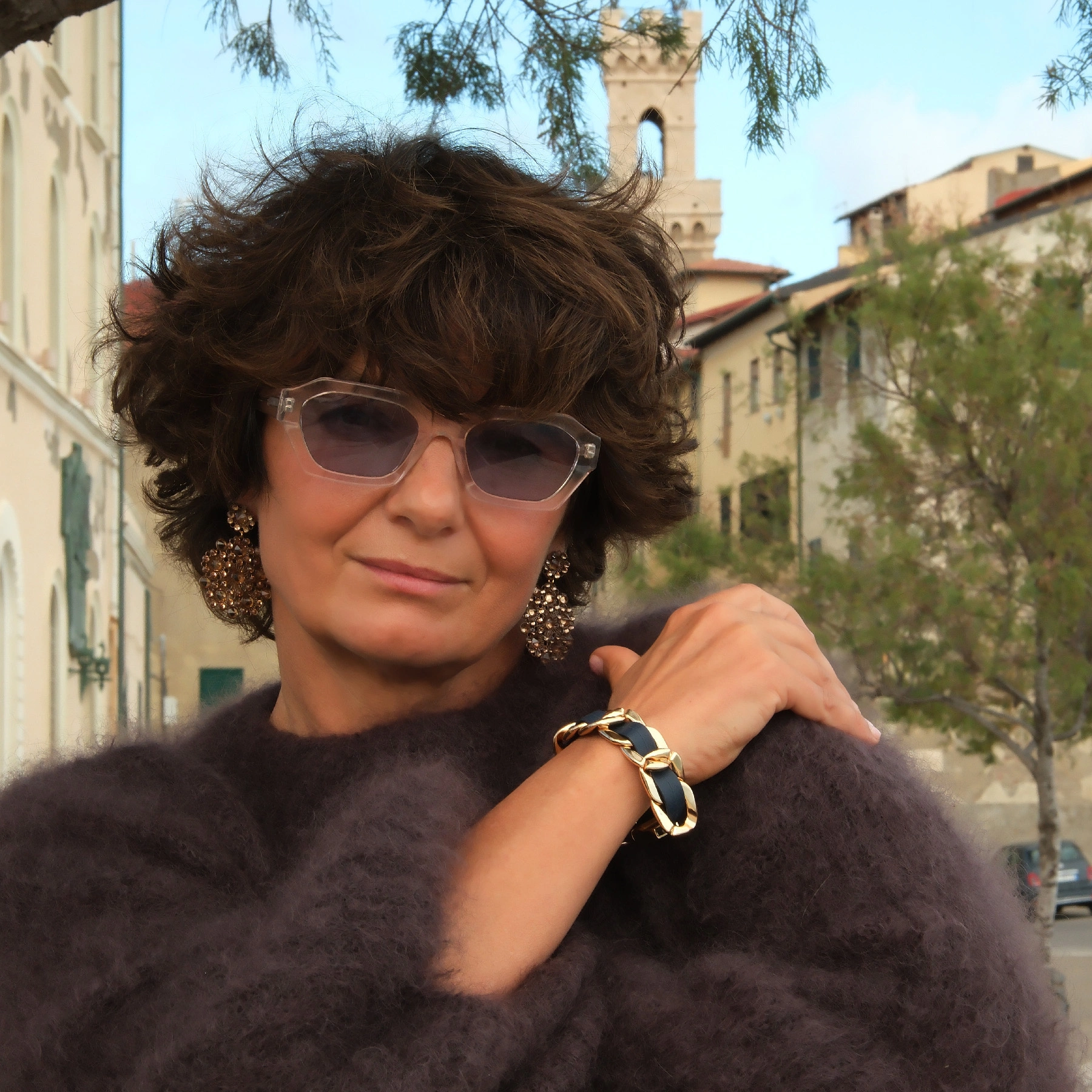 Pozłacana pancerka z paskiem z granatowej ekoskóry. GRANAT NOCY